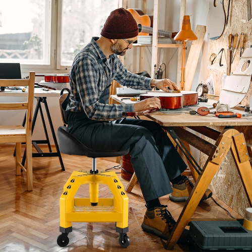 Costway Rolling Seat Mechanic Stool Chair with Tool Tray 4 Universal Wheels for Factory