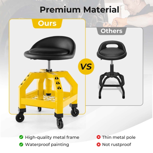 Costway Rolling Seat Mechanic Stool Chair with Tool Tray 4 Universal Wheels for Factory