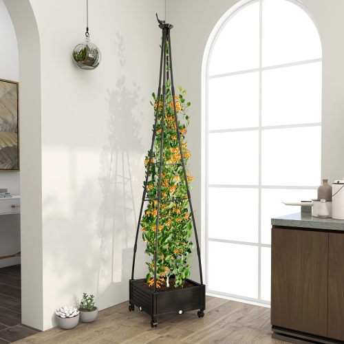 Gymax 2PCS 81'' Garden Obelisk Trellis for Climbing Plants Tall Plant Support w/ Wheels