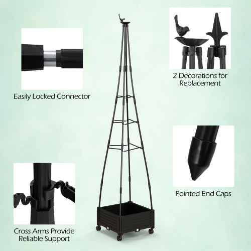 Gymax 2PCS 81'' Garden Obelisk Trellis for Climbing Plants Tall Plant Support w/ Wheels