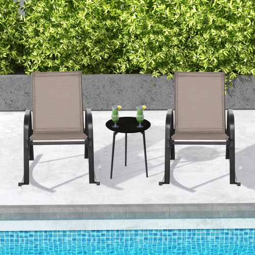 Gymax Set of 2 Metal Rocking Chair Heavy-Duty Rocker Outdoor Anti-Slip Brown Patio