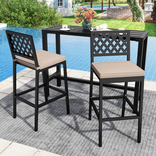 Gymax 4 PCS Outdoor Bar Stools 27’’ Counter Height Barstools w/ Removable Cushions