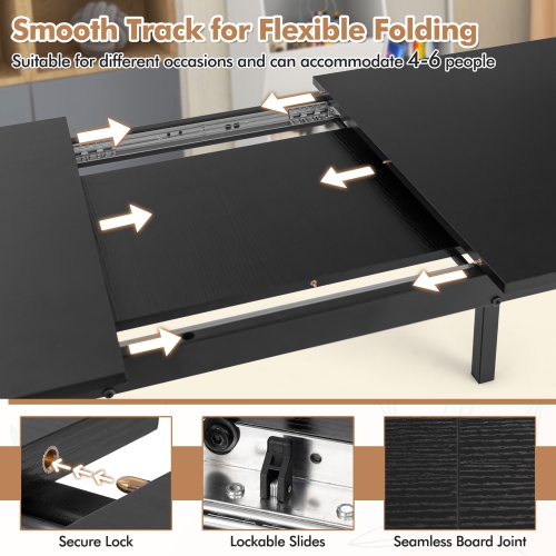 Gymax 5 PCS Dining Table Set for 4-6 w/ 2 Benches & 2 Stools Metal Frame Dining Room Black