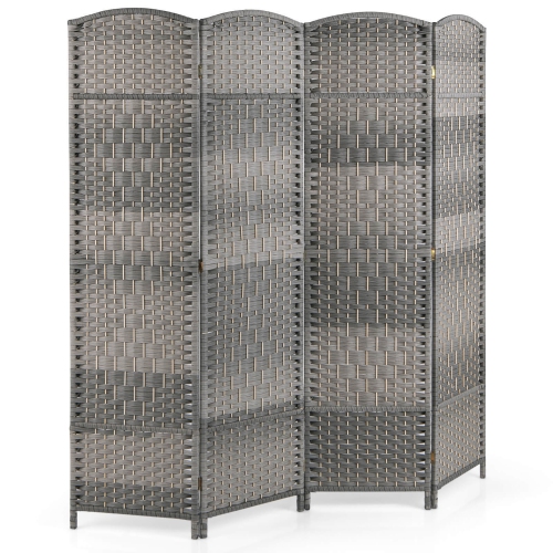 Gymax 4-Panel Folding Privacy Screen Room Divider w/ Hand-woven Pattern for Home