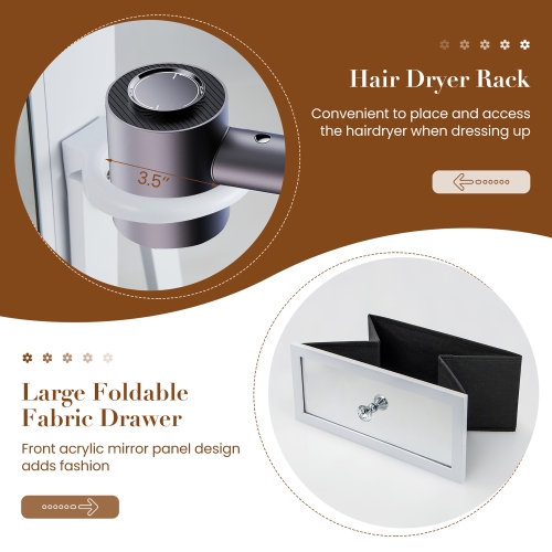 Gymax 360° Swivel Jewelry Cabinet Full Length Mirror w/Built-in Lights