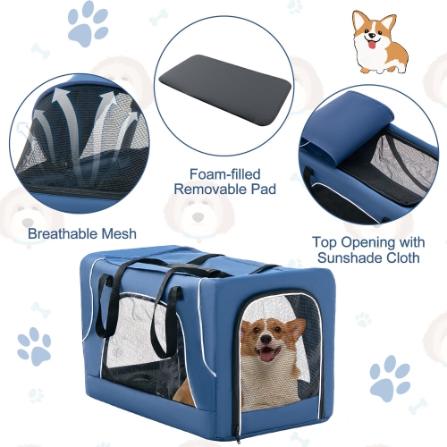 Gymax Double Pet Stroller for 2 Dogs or Cats w/ 2 Detachable Carriers Safety Belt Blue