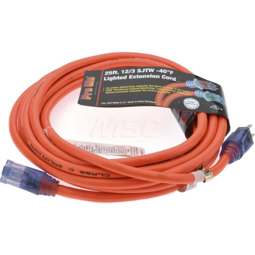 25 feet' 14/3 Gauge/Conductors, Orange Extension Cord with lighted end
