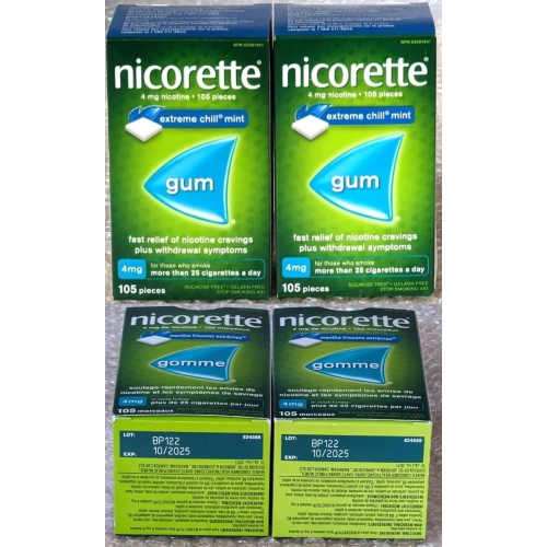 Nicorette Quit Smoking, gomme de nicotine, menthe très fraîche, 4&nbsp;mg, format économique 210 unités