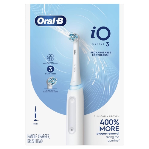 Oral B iO Series 3 Electric Toothbrush with Brush Head, Rechargeable, White