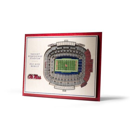 YOUTHEFAN  Ncaa Mississippi Rebels 5-Layer Stadiumview 3D Wall Art - Vaught Hemingway Stadium