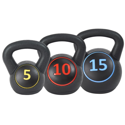 SIGNATURE FITNESS  Wide Grip Kettlebell Exercise Fitness Weight Set, Includes 5 Lbs, 10 Lbs, 15 Lbs great