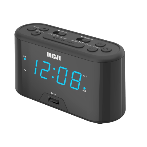 Radio-réveil numérique de RCA avec chargement USB - Noir