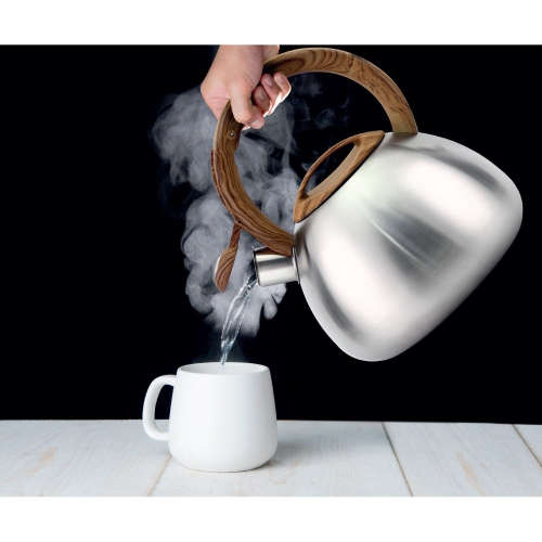 JS Gourmet - Stainless Steel Stovetop Whistling Teapot, 2.5 Liter Capacity, Silver