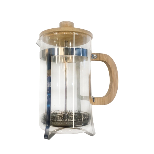 JS Gourmet – cafetière à piston en verre avec couvercle et poignée en bambou, capacité 800&nbsp;ml