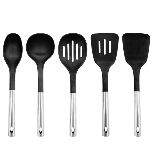 Image 1 of 1.. JS Gourmet - Set of 5 Kitchen Utensils in Nylon and Stainless Steel, Heat Resistant