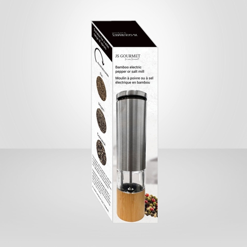 JS Gourmet - Electric Salt or Pepper Mill in Stainless Steel