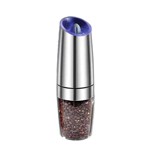JS Gourmet- Electric Salt or Pepper Mill With Blue LED Light, Silver