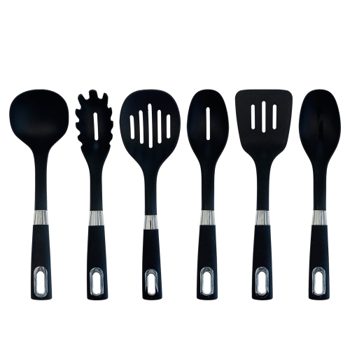 Image 1 of 2.. JS Gourmet - Set of 6 Nylon Kitchen Utensils, Heat Resistant, Black