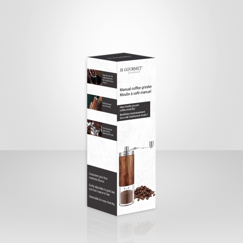 JS Gourmet - Manual Coffee Grinder with Adjustable Settings, Brown