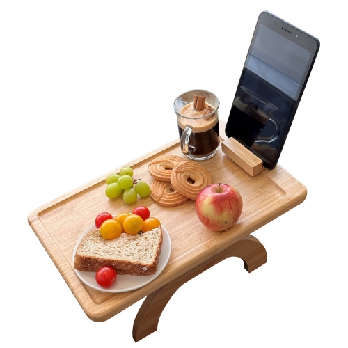 Image 1 of 3.. JS Gourmet - Bamboo Sofa Tray with Phone Holder