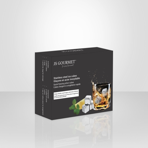 JS Gourmet - Ensemble de 6 cubes de glace en acier inoxydable, congélation rapide