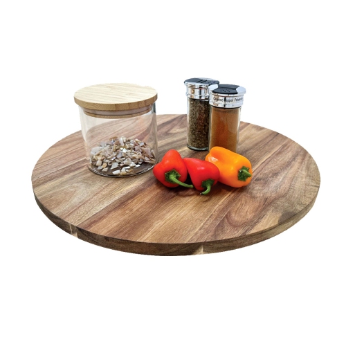 Image 1 of 4.. JS Gourmet - Acacia Wood Turntable with 3 Cheese Tools