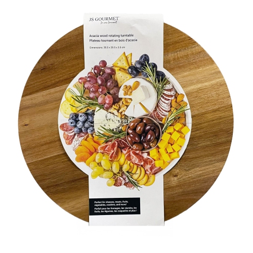 JS Gourmet - Acacia Wood Turntable, 15" Diameter