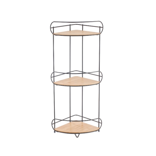 JESSAR  - 3 Tier Corner Shelf In Metal And Wood