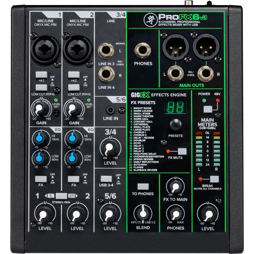 MACKIE  - Profxv3 Series, 6-Channel Professional Effects Mixer With USB, Onyx Mic Preamps And Gigfx Effects Engine - Unpowered (Profx6V3)