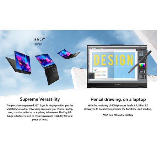 Portable à écran tactile de 16 po VivoBook S 16 Flip d'ASUS - Noir minuit