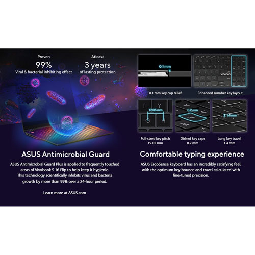 Portable à écran tactile de 16 po VivoBook S 16 Flip d'ASUS - Noir minuit