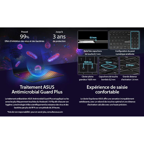 Portable à écran tactile de 16 po VivoBook S 16 Flip d'ASUS - Noir minuit
