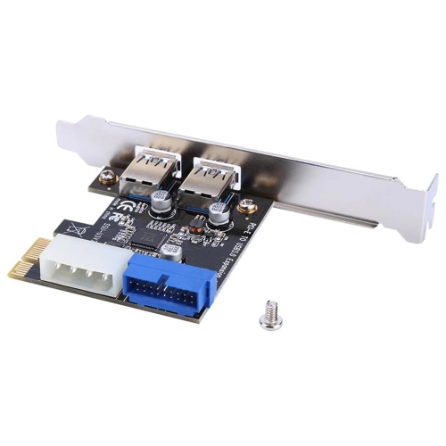 TECNII PCI-E to USB 3.0 2-Port Express Card with 20-Pin Connector, High-Speed Data Transfer, Easy Desktop Installation, Expands USB Ports, Backward