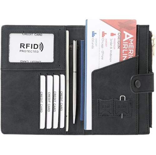 navor Passport/Travel Document Holder with RFID Protection, Portable & Foldable Organizer to Hold Passport, Tickets, Cards, Boarding Pass, ID, Money,