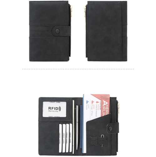 navor Passport/Travel Document Holder with RFID Protection, Portable & Foldable Organizer to Hold Passport, Tickets, Cards, Boarding Pass, ID, Money,