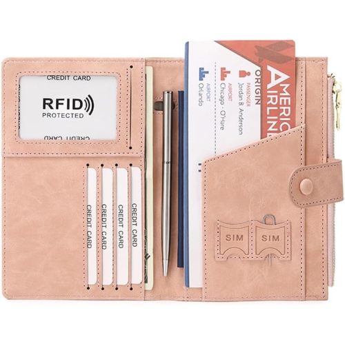 navor Passport/Travel Document Holder with RFID Protection, Portable & Foldable Organizer to Hold Passport, Tickets, Cards, Boarding Pass, ID, Money,