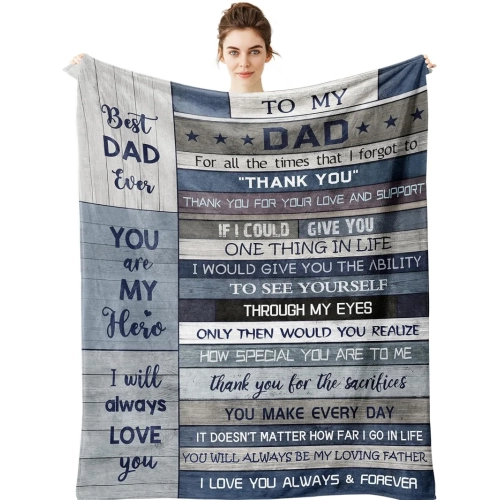 Best Dad Ever Flannel Throw Blanket | Perfect Valentine's or Birthday Gift from Daughter or Son | 60'' x 50"