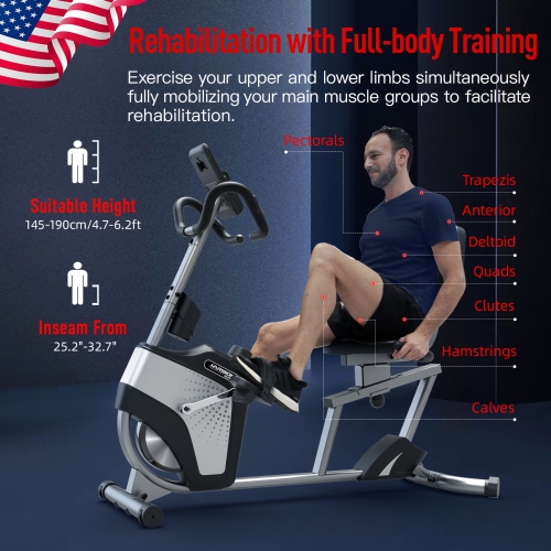 HARISON Magnetic Recumbent Exercise Bike Recumbent Exercise bike for Home 350 lbs Capacity