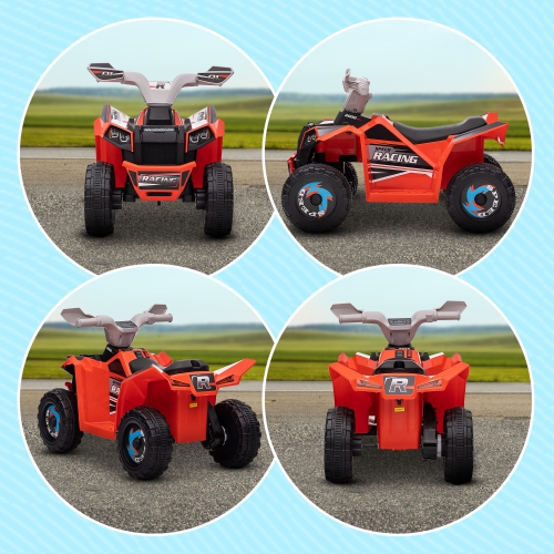 Aosom 6V Kids ATV Quad, Battery Powered Electric Vehicle for Kids with Wear-resistant Wheels, for Boys and Girls Aged 18-36 Months, Red