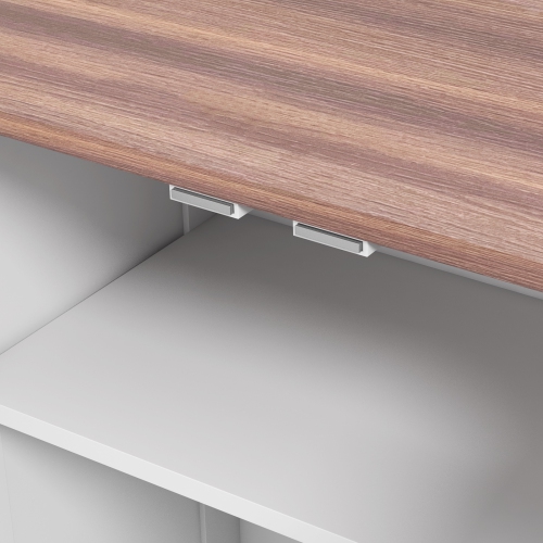 PawHut Dog Feeding Station, Furniture Style Pet Food Storage Container with Hidden Raised Bowls, Adjustable Panel, Hooks, for Medium Sized Dogs, White