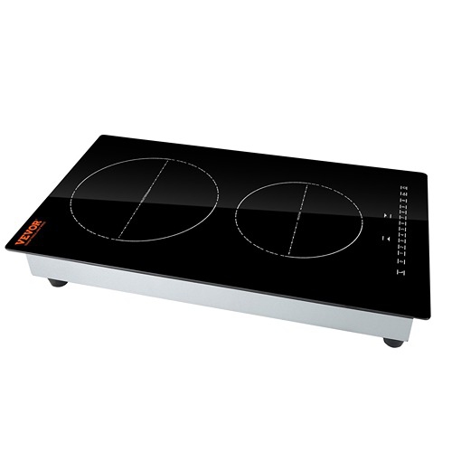 VEVOR 3000W Electric Cooktop 2 Burners LED Touch Screen w/ Child Lock & Over-Temperature