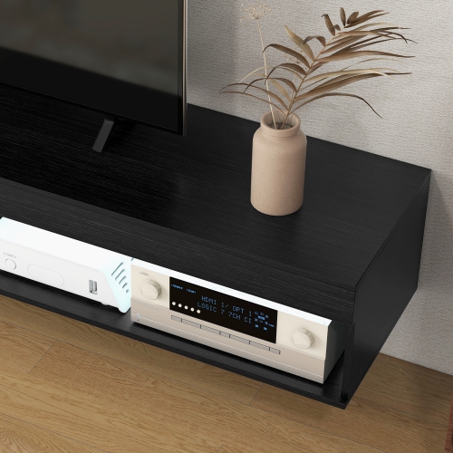 HOMCOM Floating TV Stand with LED Lights for TVs up to 75 Inch, Wall Mounted Media Console with Storage Shelf, Modern Entertainment Center for Living