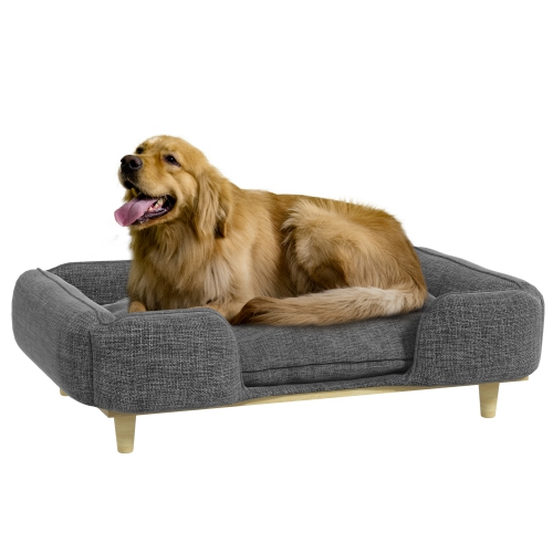 PawHut – sofa pour chiens, canapé surélevé pour chiens de grande taille, canapé-lit amovible lavable pour chats d’animaux avec coussinets antidérapan