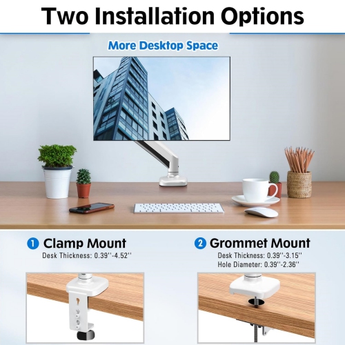 Single Monitor Desk Mount, Adjustable Gas Spring Monitor Arm, Support Max 32 Inch, 4.4-17.6lbs Screen, Computer Monitor Stand Holder with