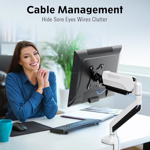 Single Monitor Desk Mount, Adjustable Gas Spring Monitor Arm, Support Max 32 Inch, 4.4-17.6lbs Screen, Computer Monitor Stand Holder with