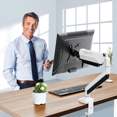 Single Monitor Desk Mount, Adjustable Gas Spring Monitor Arm, Support Max 32 Inch, 4.4-17.6lbs Screen, Computer Monitor Stand Holder with