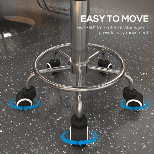 Vinsetto Adjustable Swivel Salon Stool Hydraulic PU Barber Rolling Massage Tattoo Chair Bar Beauty SPA Seat White