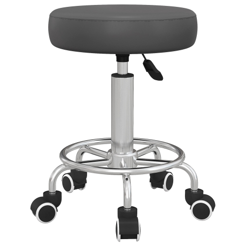 Vinsetto Adjustable Swivel Salon Stool Hydraulic PU Barber Rolling Massage Tattoo Chair Bar Beauty SPA Seat Grey