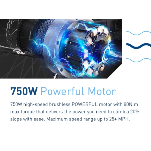 Hiboy P6 Electric Bike for Adults, 32KM/H 100KM Range 750W Motor 48V 13Ah Removable Battery Ebike, 26” x 4.0" Fat Tire Mountain Bicycle, Shimano 7