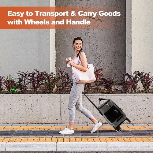 Costway 50-Can 3-in-1 Insulated Rolling Cooler with Adjustable Handle & Bottom Plate